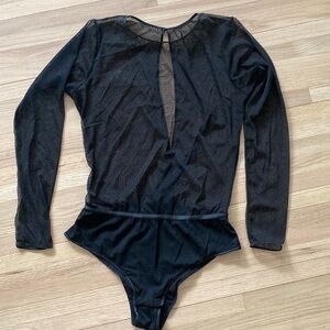 NWOT H&M Mesh Polka Dot Bodysuit long Sleeve with keyhole back